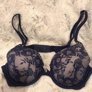Victoria’s Secret Navy Blue Lace Pushup Bra 36B